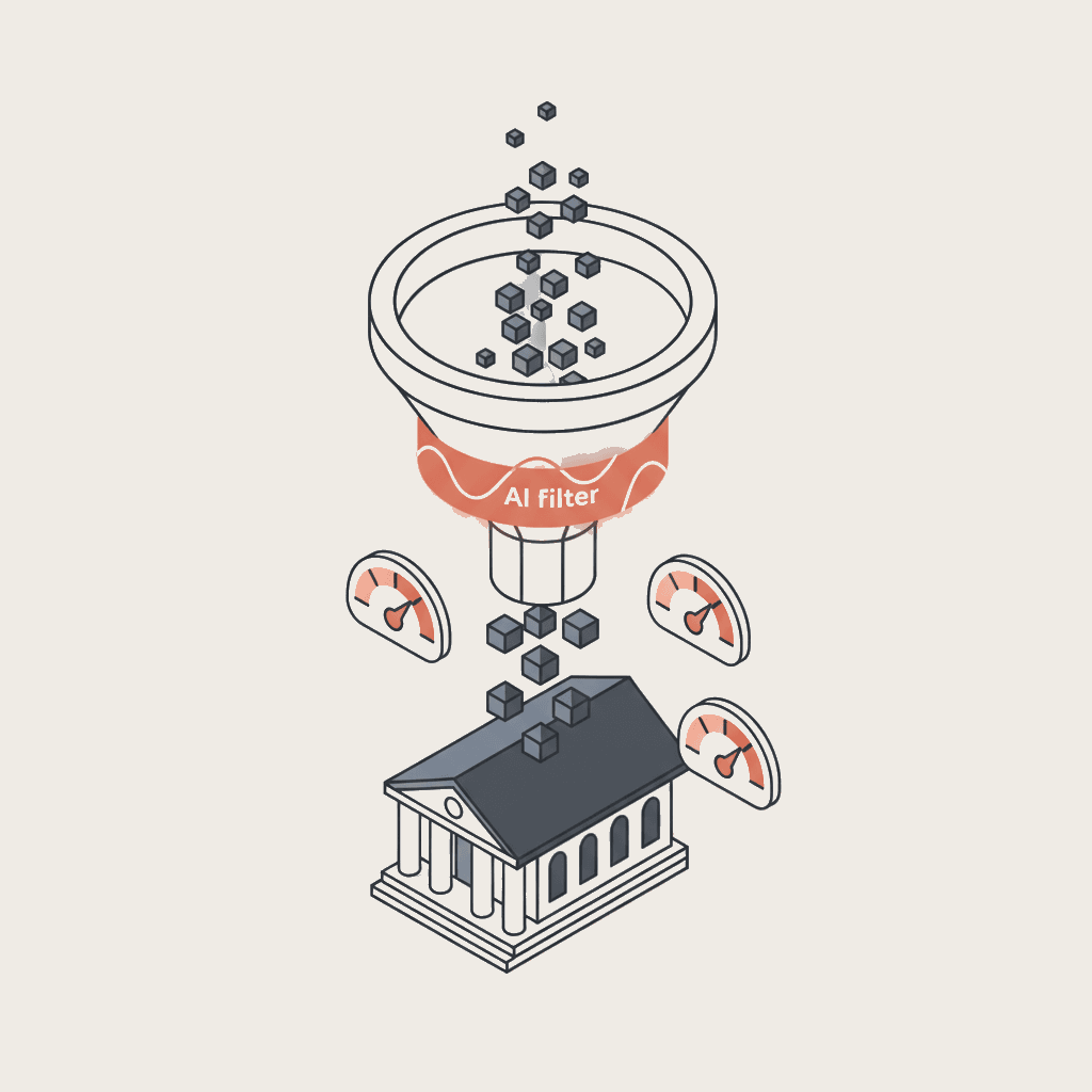 Isometric illustration AI lead qualification US business school student recruitment