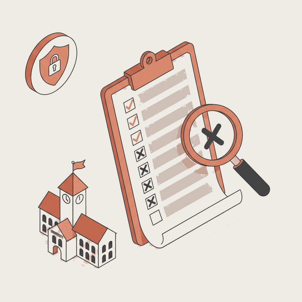 Checklist audit RGPD école : bouclier, registre des traitements et DPO en illustration isométrique