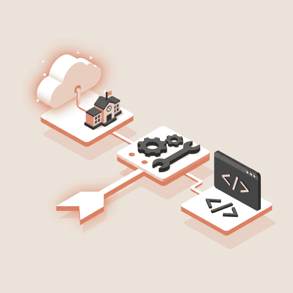 Comparaison isométrique des 3 approches chatbot pour les admissions scolaires : SaaS, sur-mesure et open-source