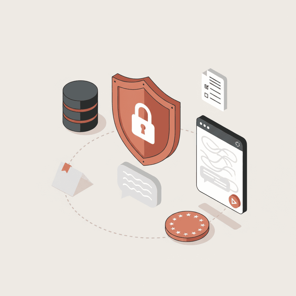 Illustratie van AI-chatbot gegevensverzameling AVG hogescholen: welke data mag een chatbot verzamelen op een Nederlandse onderwijsinstelling