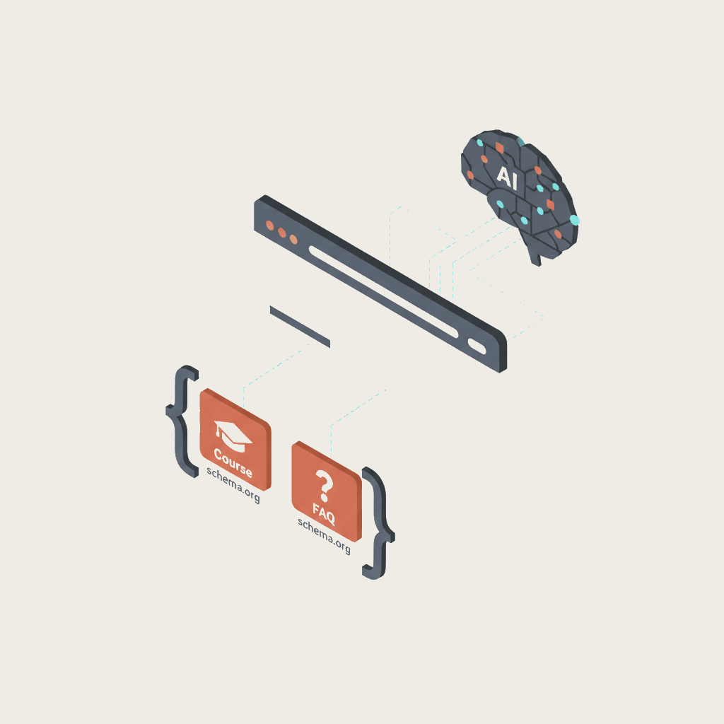 Dados estruturados Schema.org para a visibilidade de universidades nos motores de IA