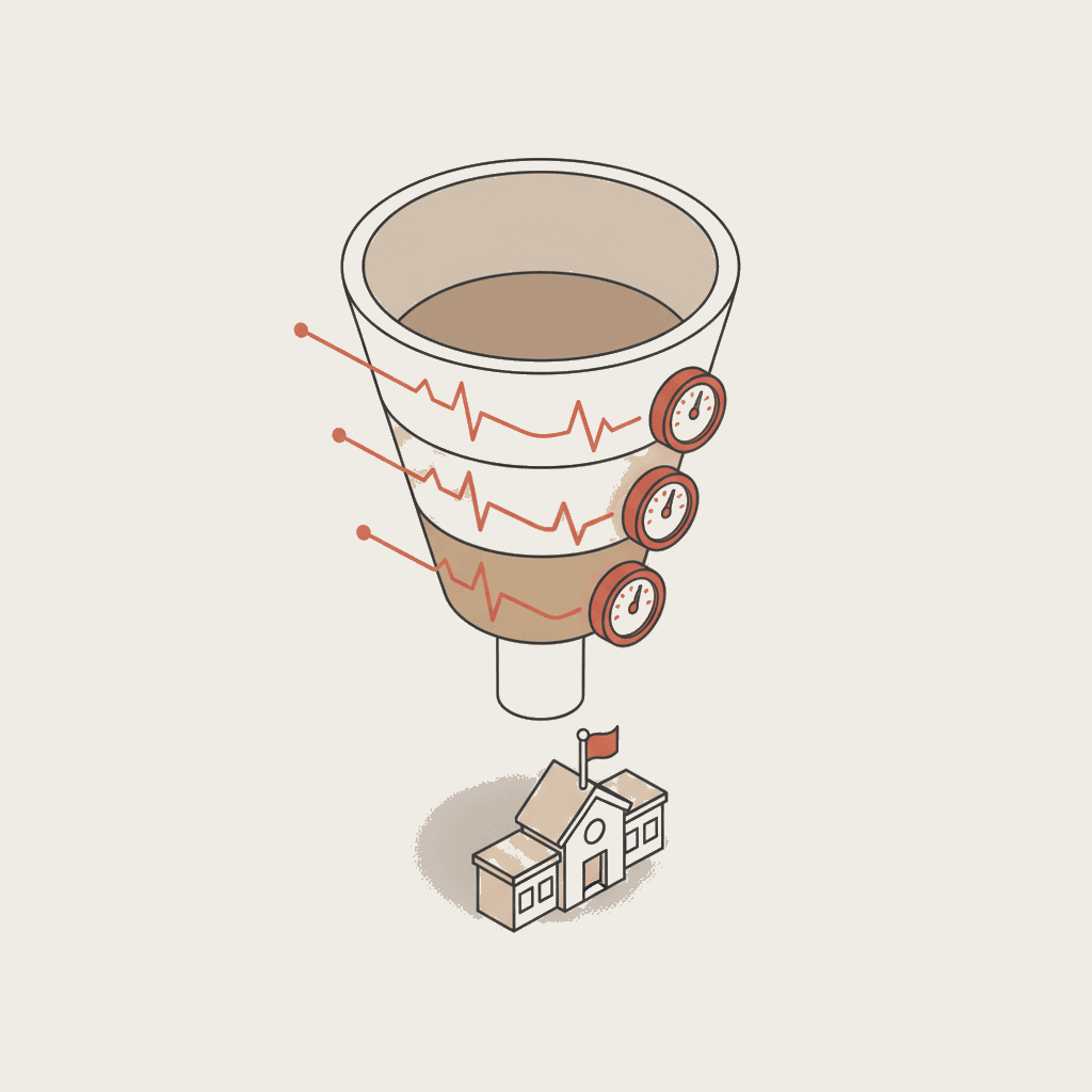 Illustration measure prospect satisfaction admissions funnel NPS CSAT stages student recruitment