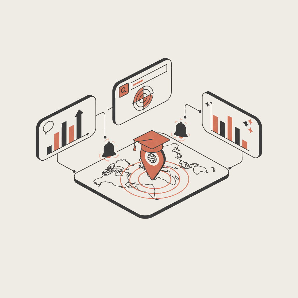 GEO monitoring dashboard tracking university visibility across AI search engines