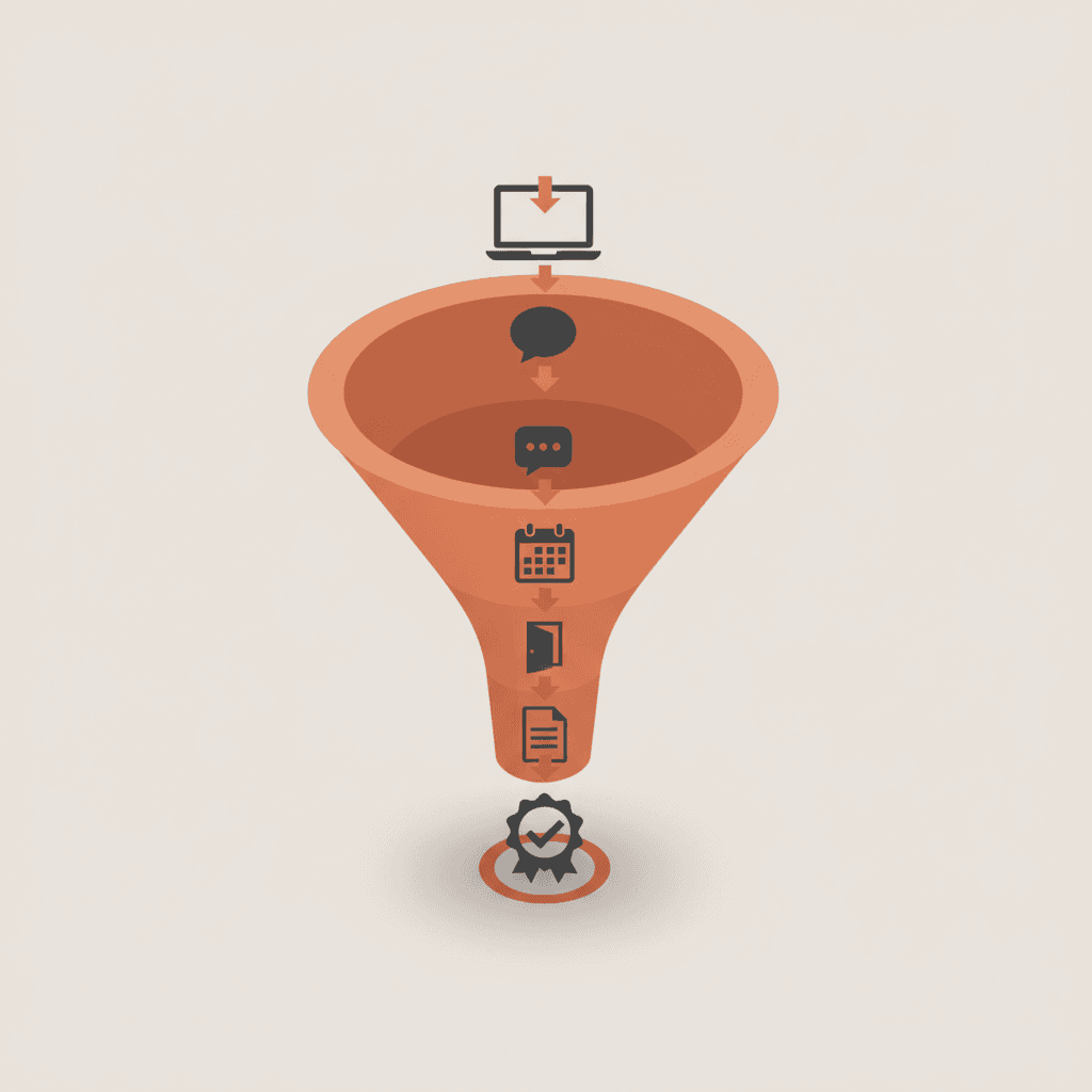 Prospect journey in higher education: stages from first school website visit to final enrolment