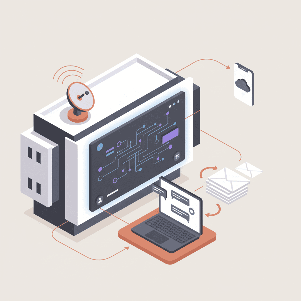 Illustration isométrique d'une journée portes ouvertes hybrides avec écrans et campus connectés