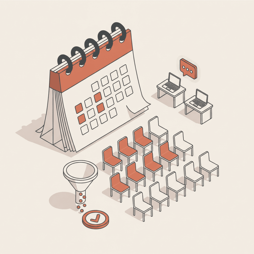 Toelatingsteam van twee mensen plant hoe het een cohort vult in 90 dagen met een klein team